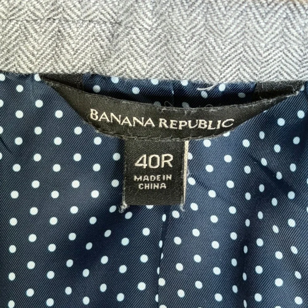 Banana Republic Slim Fit Light Grey Herringbone Cotton Blazer Jacket 40 Regular